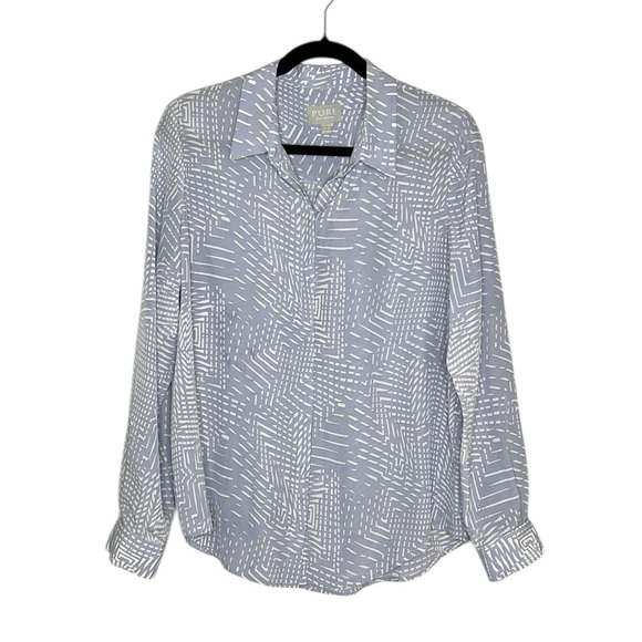 Pure Collection 100% Silk Button Down Patterned Shirt size 6 - Picture 1 of 13